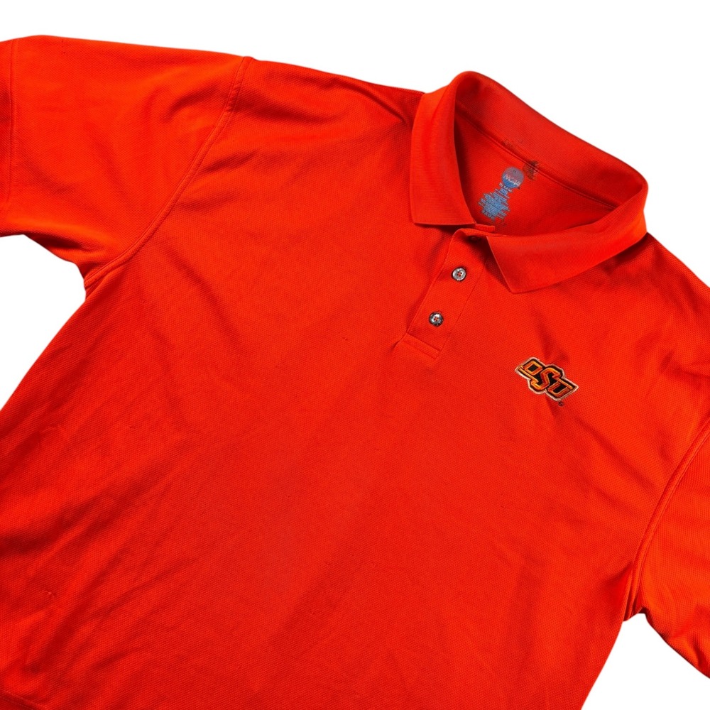 NCAA Polo Mens XL Orange Oklahoma State OSU Cowboys Short Sleeve Embroidered